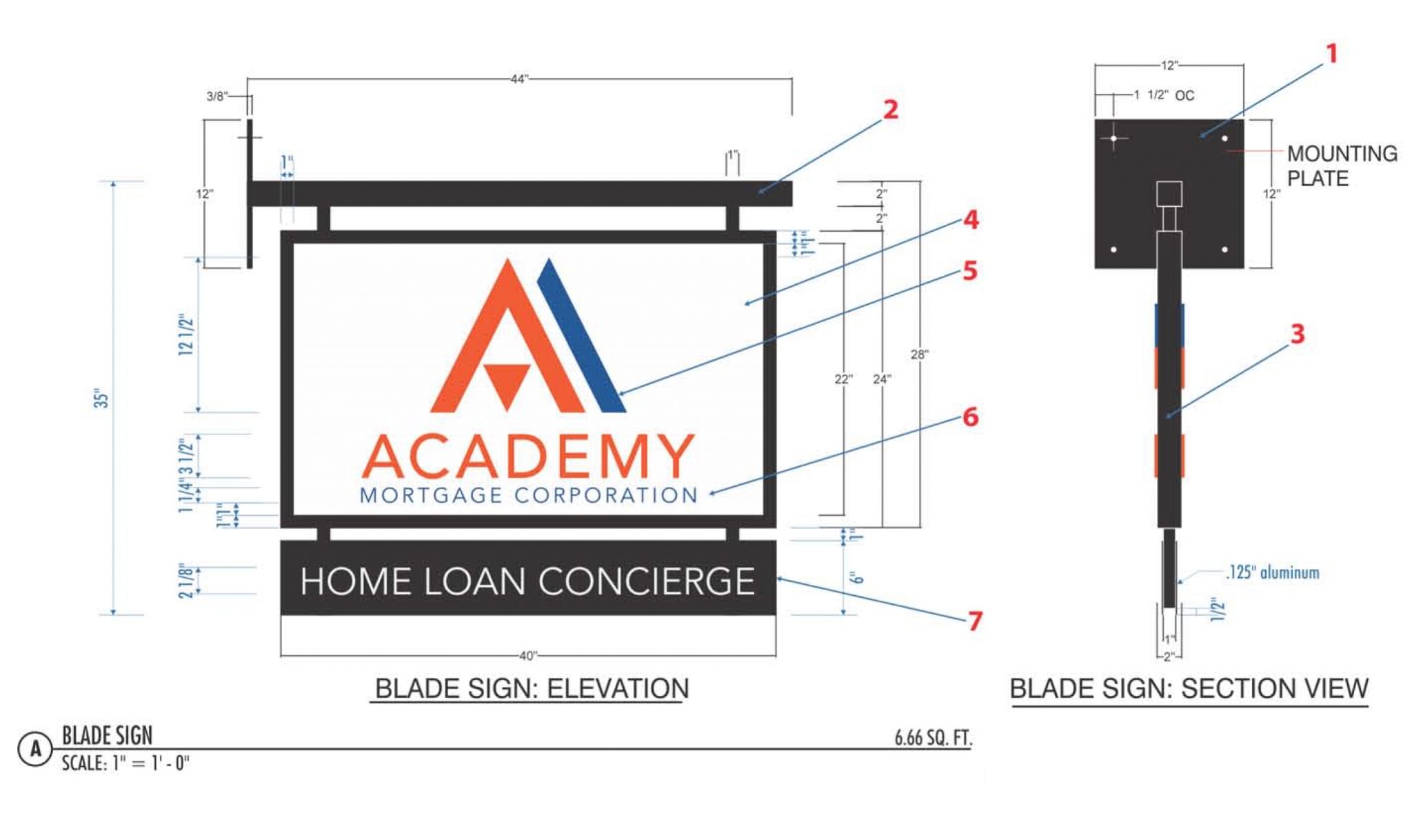 Shop drawing with profile view.