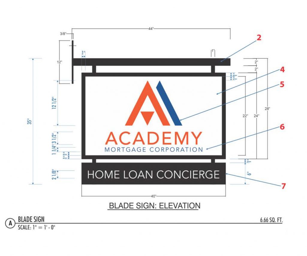 Blade sign shop drawing.